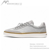 Loro Piana Tennis Walk Sneaker Light Grey Woven Textile & Suede