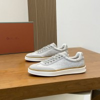 Loro Piana Tennis Walk Sneaker Light Grey Woven Textile & Suede