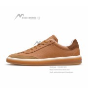 Loro Piana Tennis Walk Sneaker Light Sand Dune Cognac Tan Leather Suede Gum Sole Sneakers