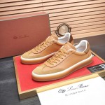 Loro Piana Tennis Walk Sneaker in Light Sand Dune and Cognac Tan leather and suede with coffee gum sole