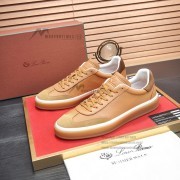 Loro Piana Tennis Walk Sneaker Light Sand Dune Cognac Tan Leather Suede Gum Sole Sneakers