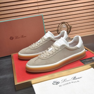 Loro Piana Tennis Walk Sneaker Light Taupe Suede with Coffee Gum Sole