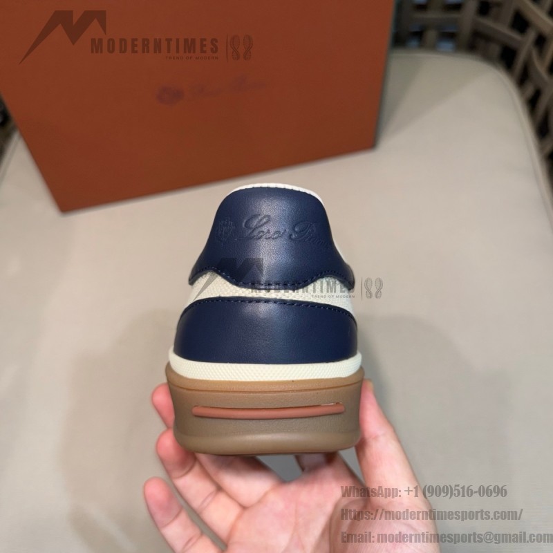 Loro Piana Tennis Walk Sneaker Navy White low top luxury casual shoes for men with gum sole