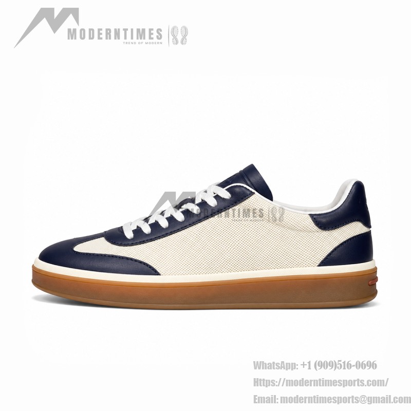 Loro Piana Tennis Walk Sneaker Navy White low top luxury casual shoes for men with gum sole