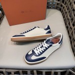 Loro Piana Tennis Walk Sneaker Navy White low top luxury casual shoes for men with gum sole