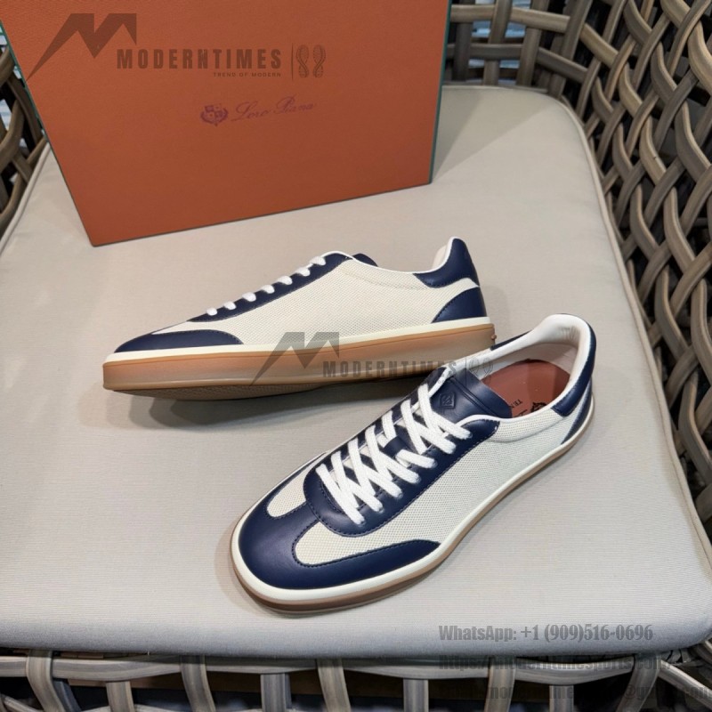 Loro Piana Tennis Walk Sneaker Navy White low top luxury casual shoes for men with gum sole