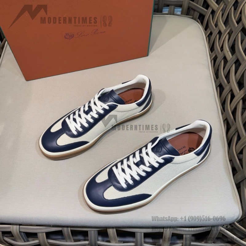 Loro Piana Tennis Walk Sneaker Navy White low top luxury casual shoes for men with gum sole