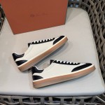 Loro Piana Tennis Walk Sneaker Navy White low top luxury casual shoes with gum sole