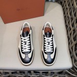 Loro Piana Tennis Walk Sneaker Navy White low top luxury casual shoes with gum sole