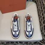Loro Piana Tennis Walk Sneaker Navy White low top luxury casual shoes for men with gum sole