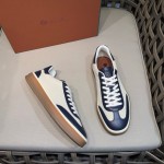 Loro Piana Tennis Walk Sneaker Navy White low top luxury casual shoes for men with gum sole