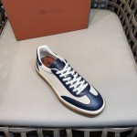 Loro Piana Tennis Walk Sneaker Navy White low top luxury casual shoes for men with gum sole