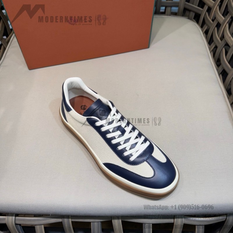 Loro Piana Tennis Walk Sneaker Navy White low top luxury casual shoes for men with gum sole