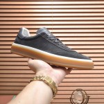Loro Piana Tennis Walk Sneaker FAN8505_M0WF in Obsidian Grey suede with tonal leather details and Coffee Gum Sole