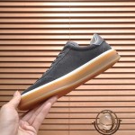 Loro Piana Tennis Walk Sneaker FAN8505_M0WF in Obsidian Grey suede with tonal leather details and Coffee Gum Sole