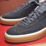 Loro Piana Tennis Walk Sneaker FAN8505_M0WF in Obsidian Grey suede with tonal leather details and Coffee Gum Sole