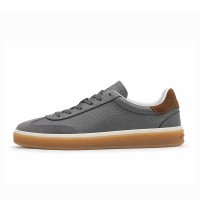 Loro Piana Tennis Walk Sneaker – Slate Grey / Blue Grey Leather & Suede with Coffee Gum Sole