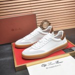 Loro Piana Tennis Walk Sneaker white brown gum sole low top sneakers