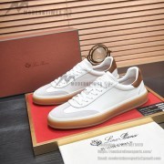 Loro Piana Tennis Walk Sneaker White Brown Gum Sole – Quiet Luxury Low Top Sneakers for Men and Women