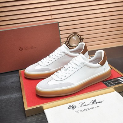Loro Piana Tennis Walk Sneaker White Brown Gum Sole – Quiet Luxury Low Top Sneakers for Men and Women