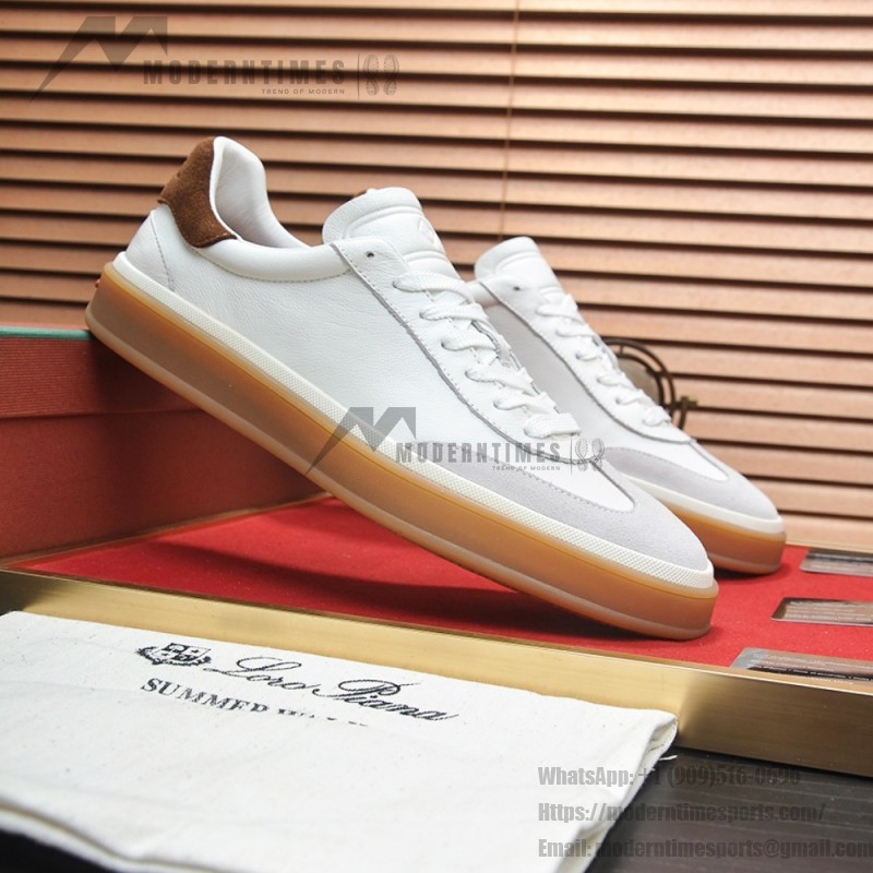 Loro Piana Tennis Walk Sneaker white brown gum sole low top sneakers
