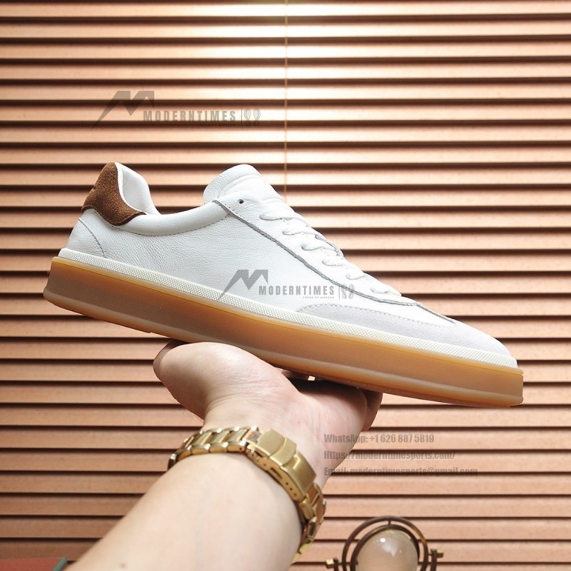 Loro Piana Tennis Walk Sneaker white brown gum sole low top sneakers
