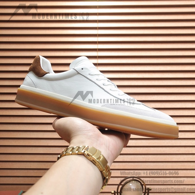 Loro Piana Tennis Walk Sneaker white brown gum sole low top sneakers
