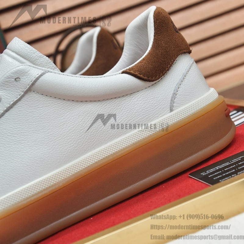 Loro Piana Tennis Walk Sneaker white brown gum sole low top sneakers