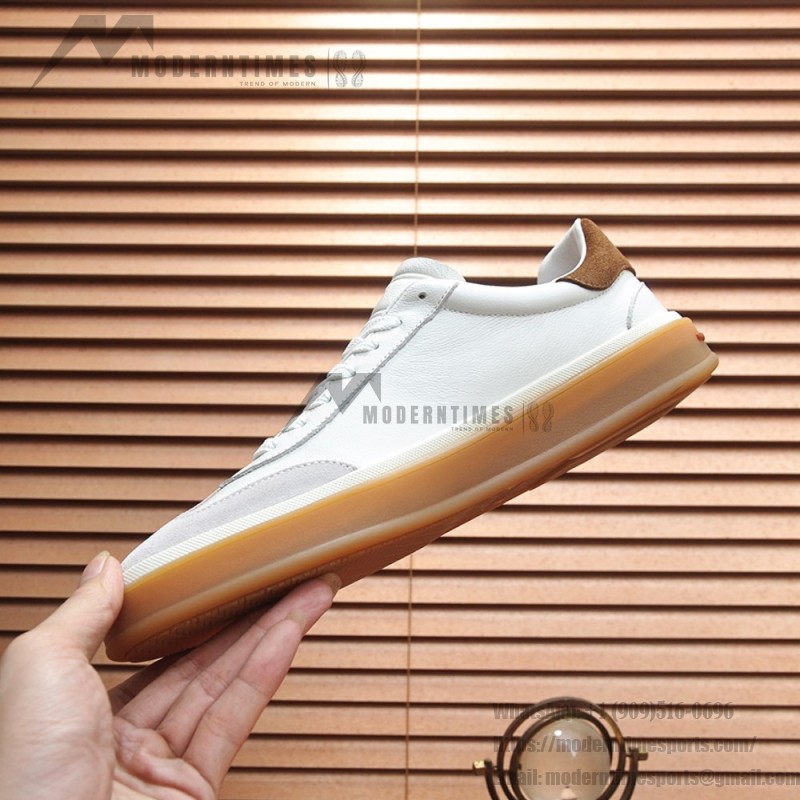 Loro Piana Tennis Walk Sneaker white brown gum sole low top sneakers