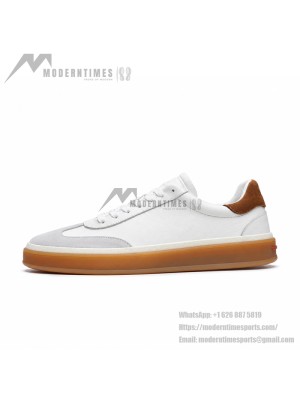 Loro Piana Tennis Walk Sneaker White Brown Gum Sole – ホワイト×ブラウンの上品なロートップスニーカー メンズ・レディース