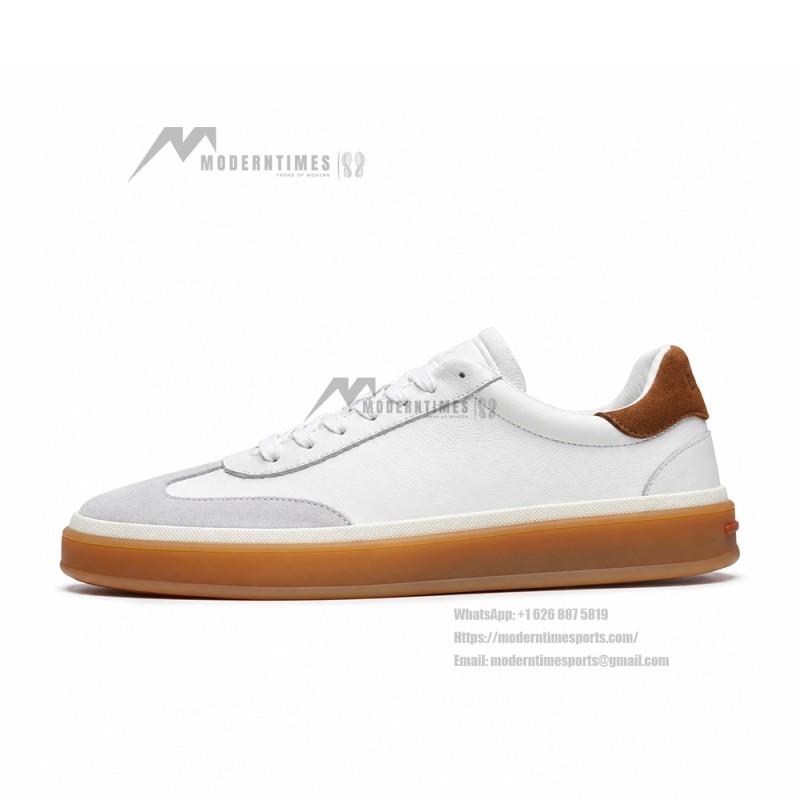 Loro Piana Tennis Walk Sneaker white brown gum sole low top sneakers