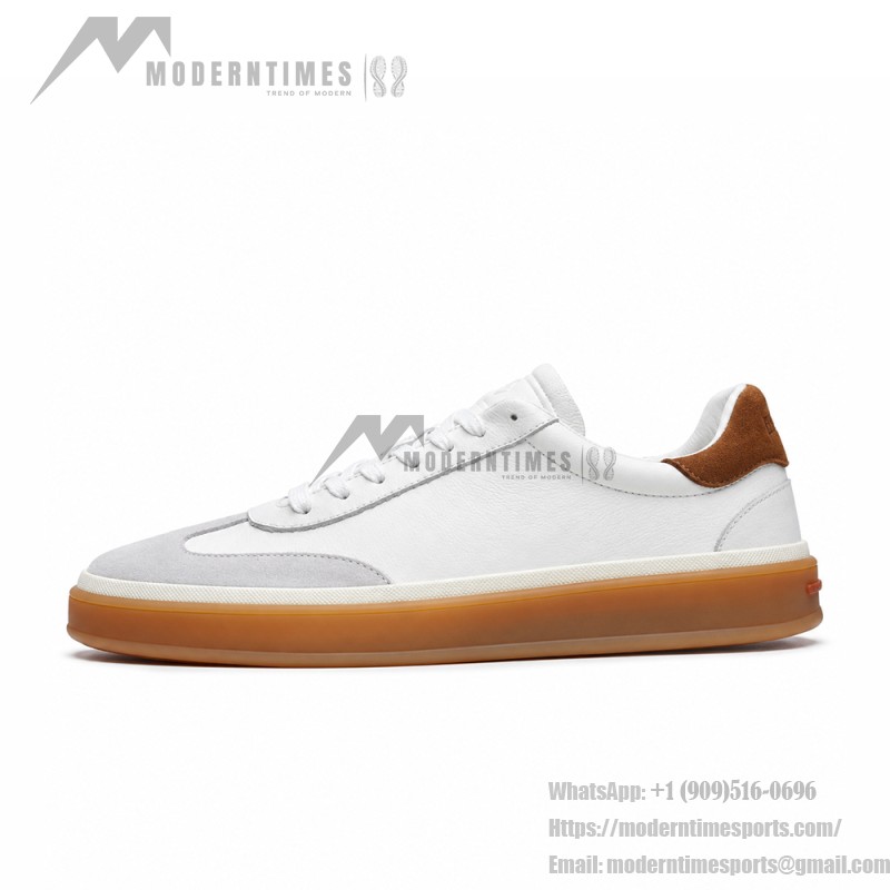 Loro Piana Tennis Walk Sneaker white brown gum sole low top sneakers