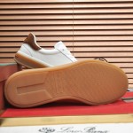 Loro Piana Tennis Walk Sneaker white brown gum sole low top sneakers