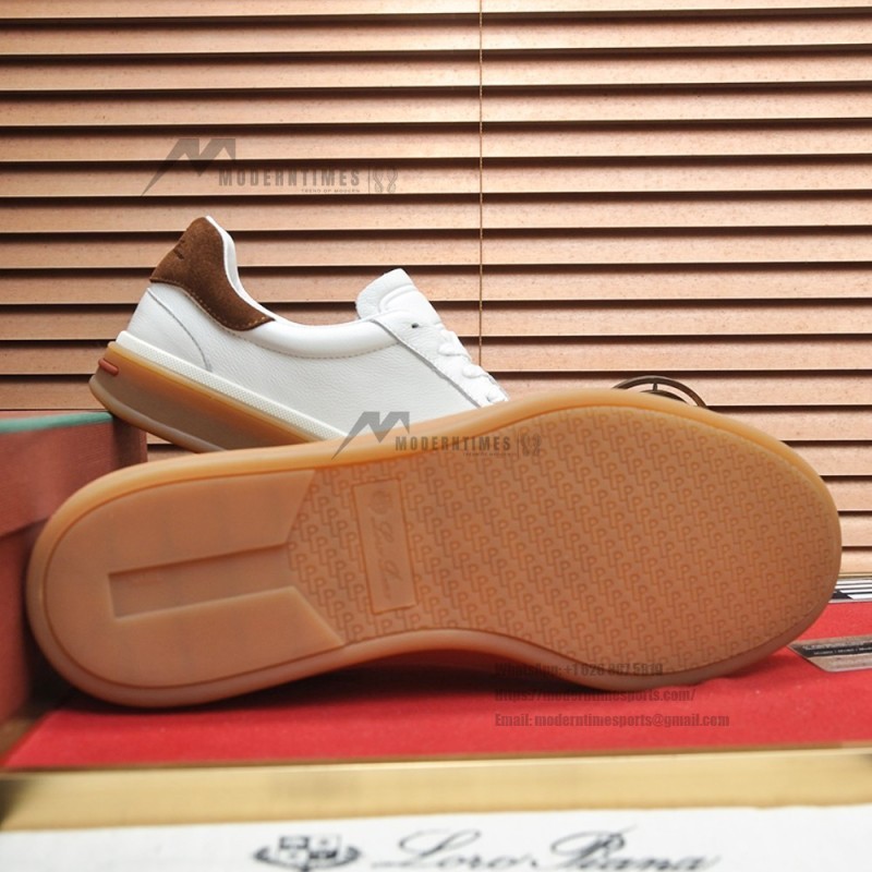 Loro Piana Tennis Walk Sneaker white brown gum sole low top sneakers