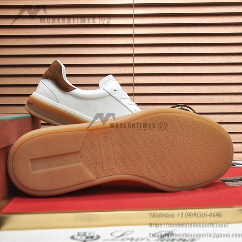 Loro Piana Tennis Walk Sneaker white brown gum sole low top sneakers