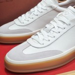 Loro Piana Tennis Walk Sneaker white brown gum sole low top sneakers