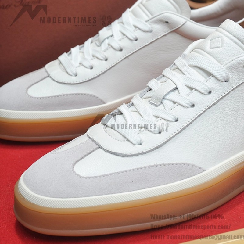 Loro Piana Tennis Walk Sneaker white brown gum sole low top sneakers