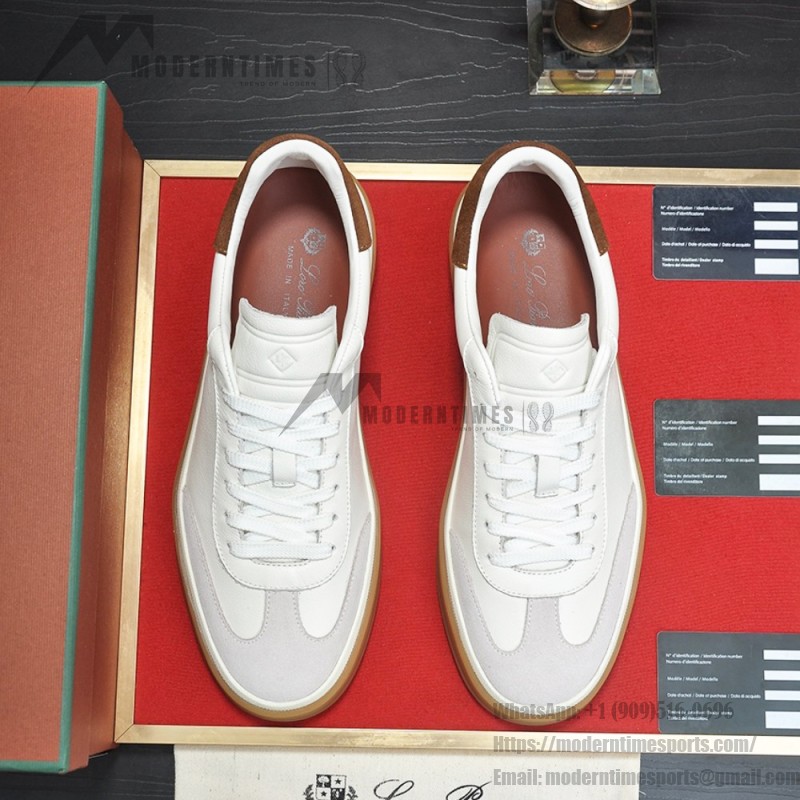 Loro Piana Tennis Walk Sneaker white brown gum sole low top sneakers