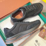 Loro Piana Week End Walk Sneaker Black FAQ2222_8000 Storm System microfiber casual shoes for men