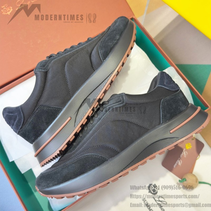 Loro Piana Week End Walk Sneaker Black FAQ2222_8000 Storm System microfiber casual shoes for men