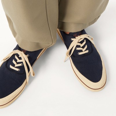 Loro Piana Nantucket Walk Sneaker FAR1445 W000 Blue Navy – Luxury Italian Canvas Sneakers for Men & Women | Lightweight Quiet Luxury Casual Shoes