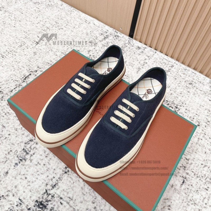 Loro Piana Nantucket Walk Sneaker FAR1445 W000 Blue Navy luxury canvas sneaker for men and women