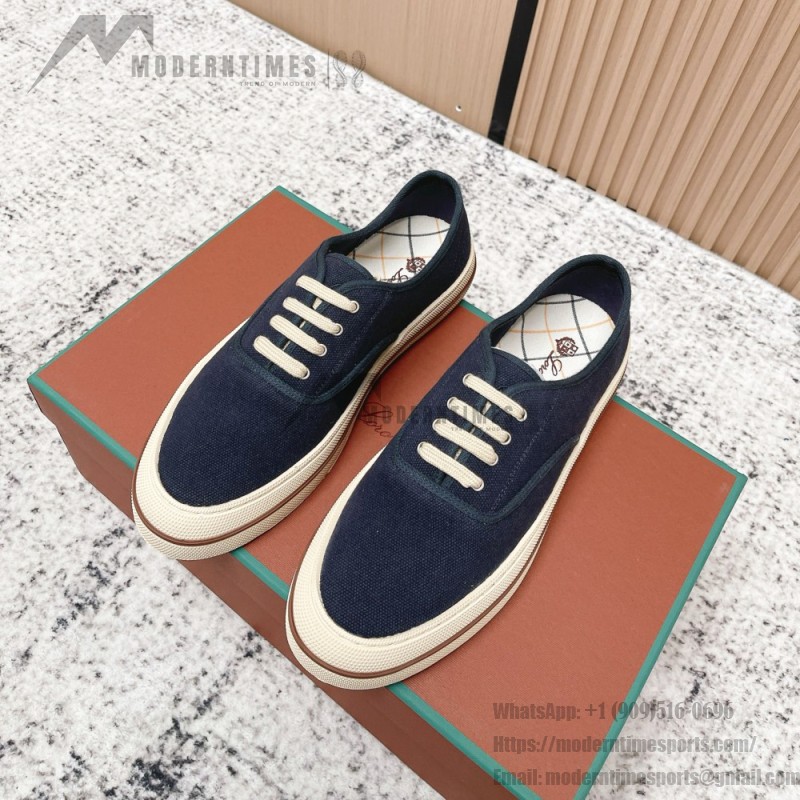 Loro Piana Nantucket Walk Sneaker FAR1445 W000 Blue Navy luxury canvas sneaker for men and women