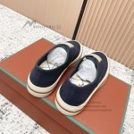 Loro Piana Nantucket Walk Sneaker FAR1445 W000 Blue Navy luxury canvas sneaker for men and women