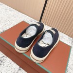 Loro Piana Nantucket Walk Sneaker FAR1445 W000 Blue Navy luxury canvas sneaker for men and women