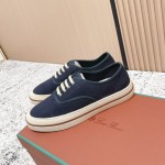 Loro Piana Nantucket Walk Sneaker FAR1445 W000 Blue Navy luxury canvas sneaker for men and women