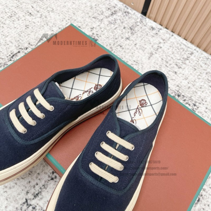 Loro Piana Nantucket Walk Sneaker FAR1445 W000 Blue Navy luxury canvas sneaker for men and women