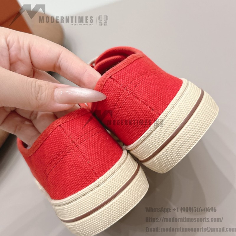 Loro Piana Nantucket Walk Sneaker FAR1445 R354 Red Tango luxury vintage canvas sneakers