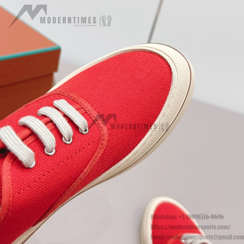 Loro Piana Nantucket Walk Sneaker FAR1445 R354 Red Tango luxury vintage canvas sneakers