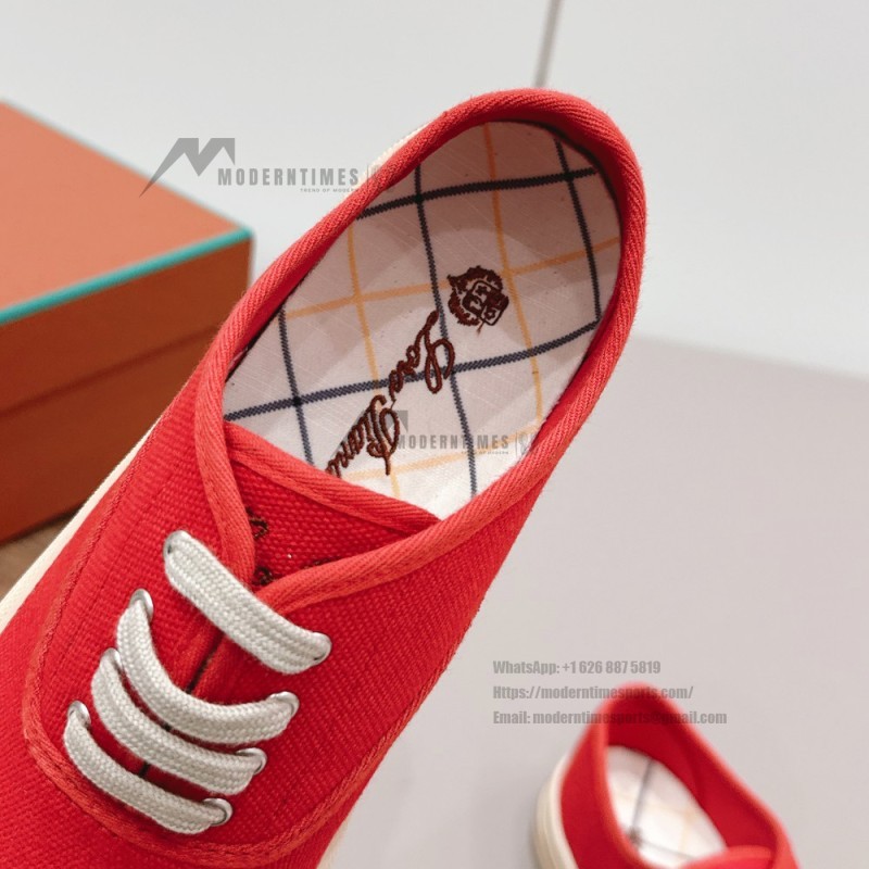 Loro Piana Nantucket Walk Sneaker FAR1445 R354 Red Tango luxury vintage canvas sneakers